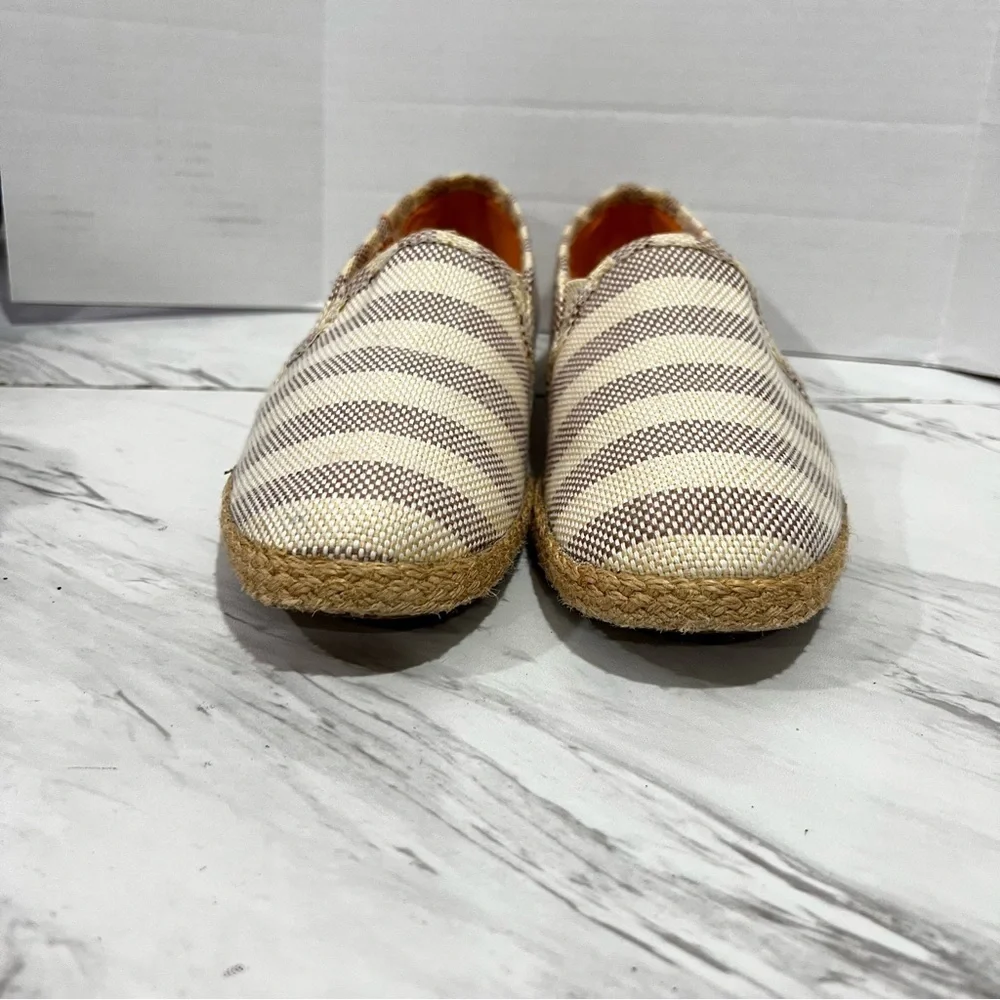 Keds Size 8  Espadrille Slip On Canvas Flats Slides Loafers Striped Tan Cream